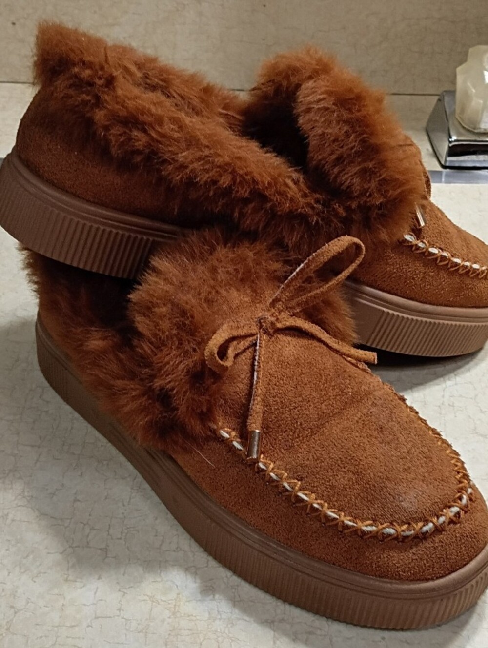 YLYL Women's Winter Flat Boots Warm Fur Lined, Fuzzy Thick Plush (7) - Picture 2 of 10